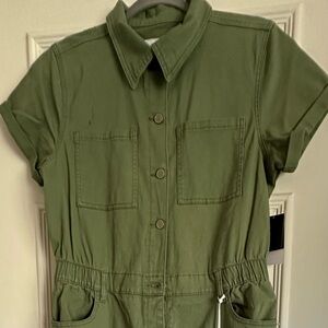 Olive cargo boiler suit